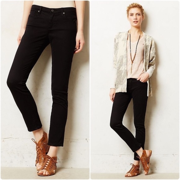 Ag Adriano Goldschmied Pants - Anthropologie AG Black Sateen Stevie Ankle